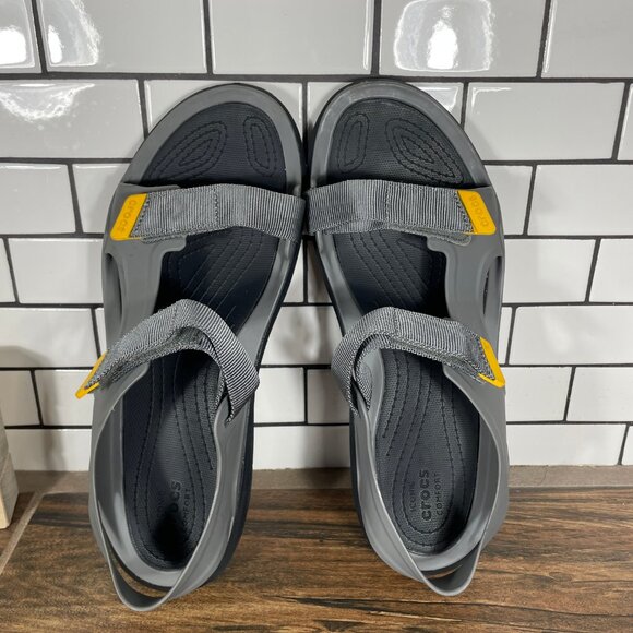 CROCS Swiftwater Expedition Mens Size 12 Shoes Gray Black Adventure Sandals - Picture 9 of 16